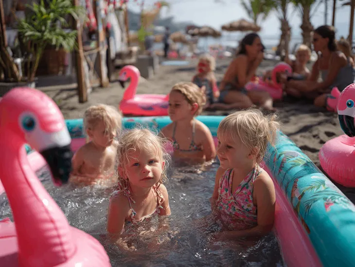 Family Beach Clubs in Bali 2026 – Playground zones, kids’ pool safety, and babysitter support