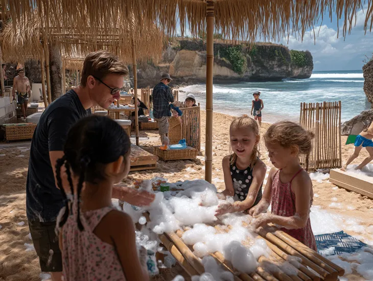 Family Beach Clubs in Bali 2026 – Foam party safety, kids’ pool supervision, and beachside babysitter support