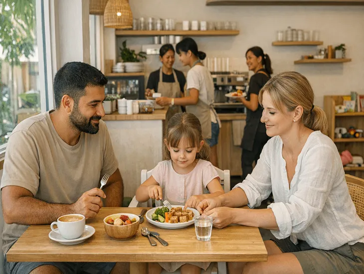 Kid-Friendly Cafes in Bali – Visible play area, easy child supervision, and simple family dining in Berawa