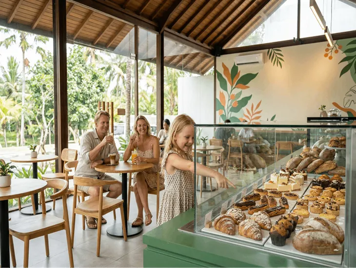 Family Restaurants in Ubud – Spacious lawns, fresh bakery treats, and safe outdoor dining for families