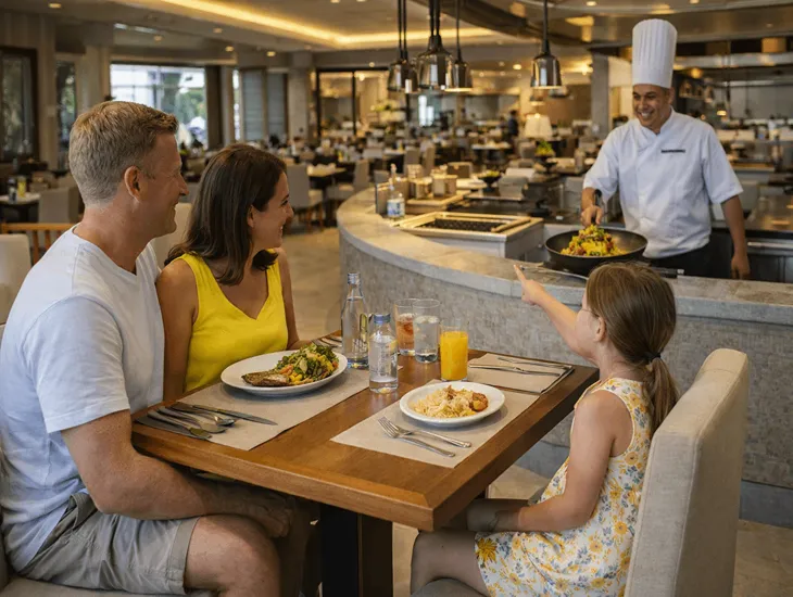 Beach Dining with Kids in Bali – Budget-friendly family restaurant, spacious seating, and easy access near the beach