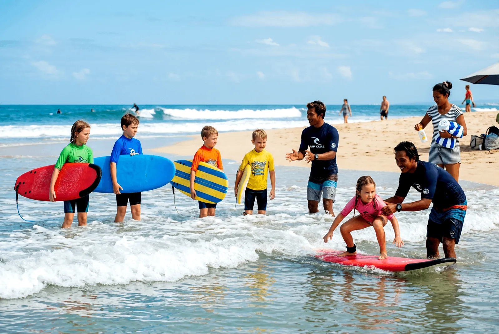 After-School Activities in Bali – Children’s surf lessons, beach safety training, and babysitter support for ocean session routines