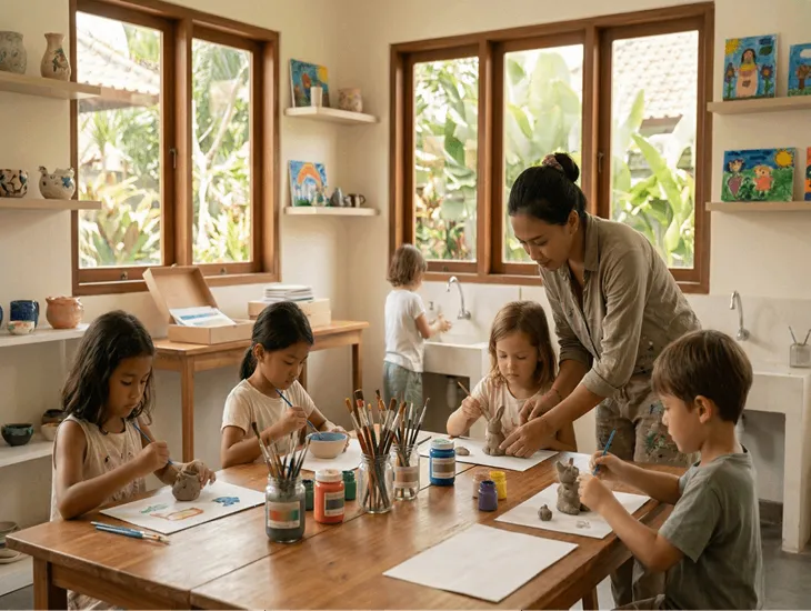 After-School Activities in Bali – Children’s art classes, creative studio learning, and babysitter support for weekly practice routines
