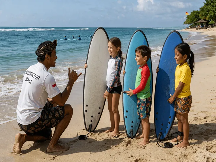 After-School Activities in Bali – Beginner surf lessons, shallow-water support, and safe children’s training in Sanur