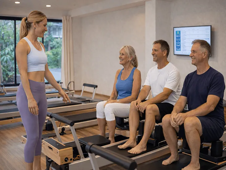 Pilates Classes in Bali – Flexible studio booking, beginner-friendly reformer sessions, and babysitter support for busy parents