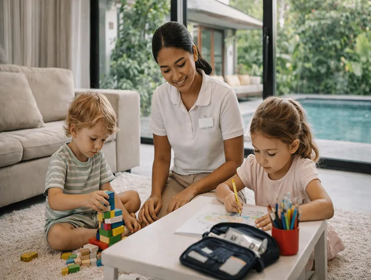 Childcare in Bali 2026 – Professional babysitting services, first aid training, and supervised play activities for families.