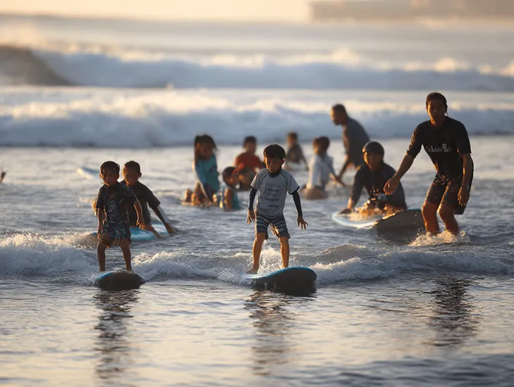 Batu Bolong Beach for kids 2026 – A childcare expert guides a young boy building a sandcastle.Batu Bolong Beach for kids 2026 – A childcare expert guides a young boy building a sandcastle.