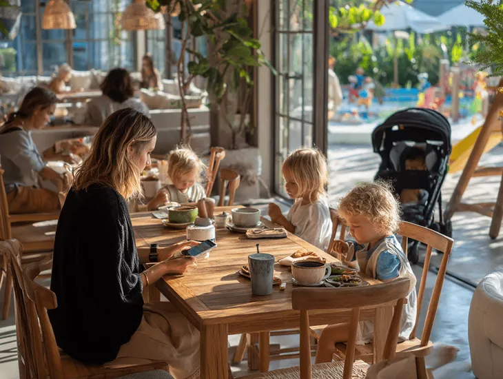 Milk & Madu in Berawa, Bali 2026 – Professional babysitter supervising children at a safe cafe play area