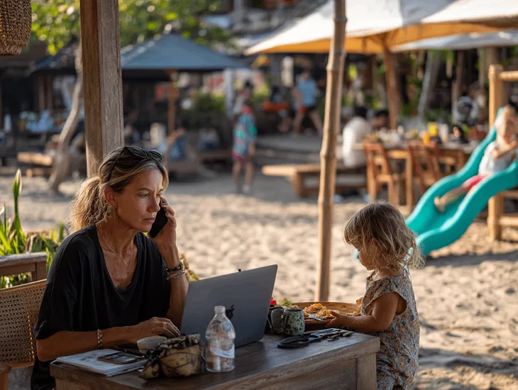 Toddler Activities in Indonesia 2026 – babysitter helping a child navigate a safe wooden play structure
