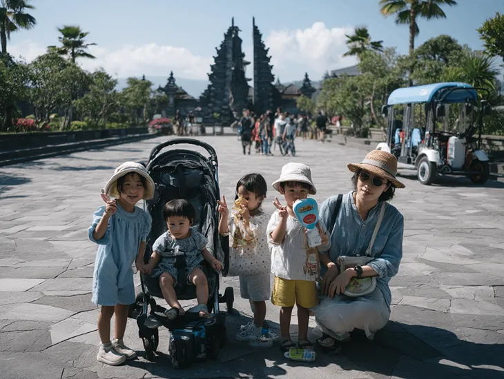 Giant Statue Ungasan 2026 – A family exploring the large paved plaza near the giant monument safely.