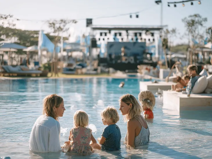 Childcare in Indonesia 2026 – A professional babysitter playing games with a toddler in the shade.
