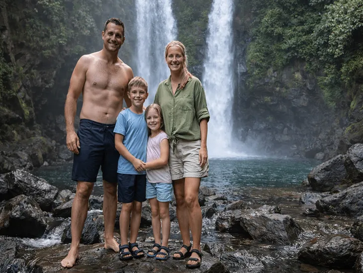 Gitgit Waterfall in Buleleng 2026 - Secure natural pool swimming, supervised rocky terrain navigation, and essential outdoor child safety