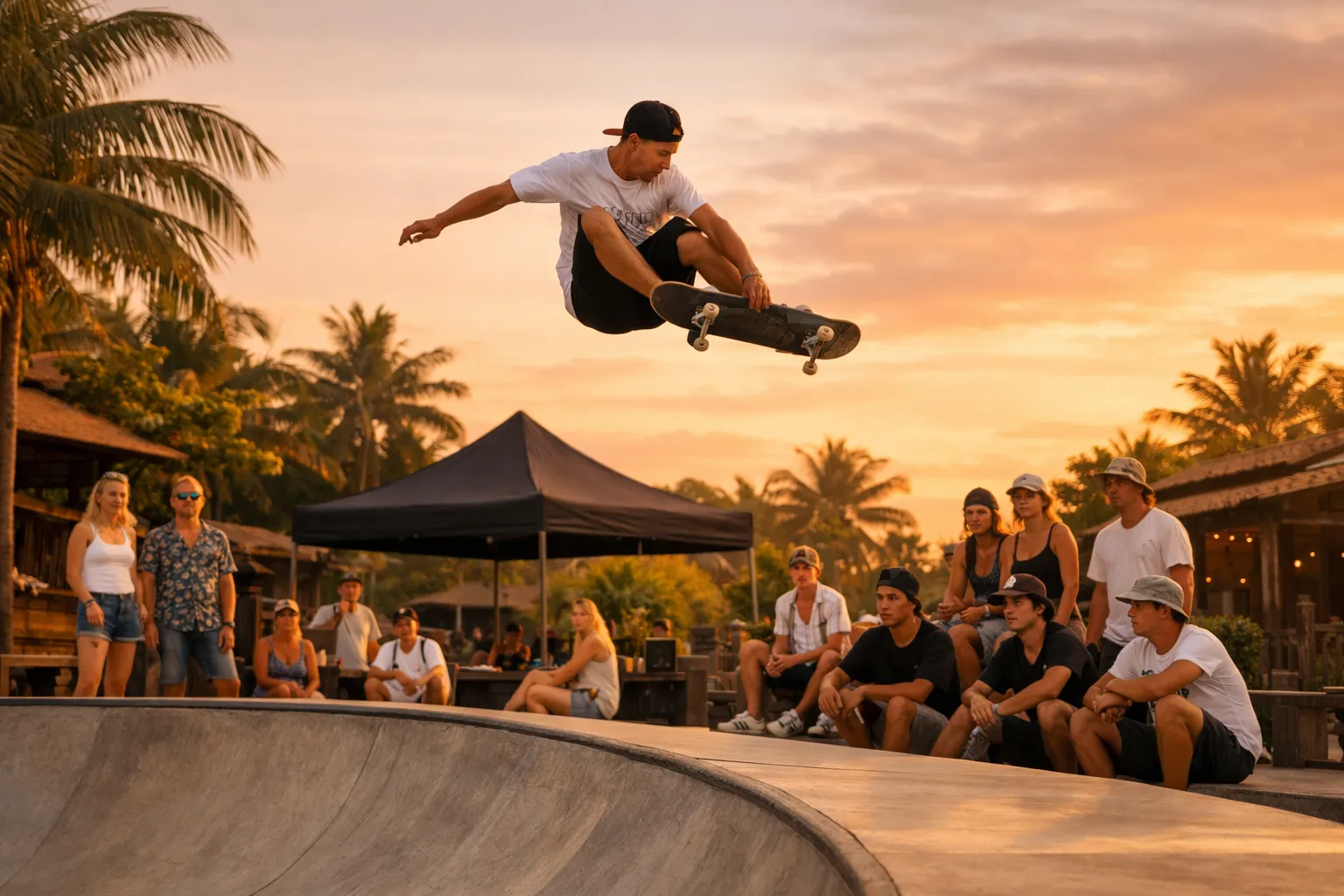 Titi Batu Ubud Club Families 2026 – A babysitter in Bali supervising children near the skate park and basketball court.