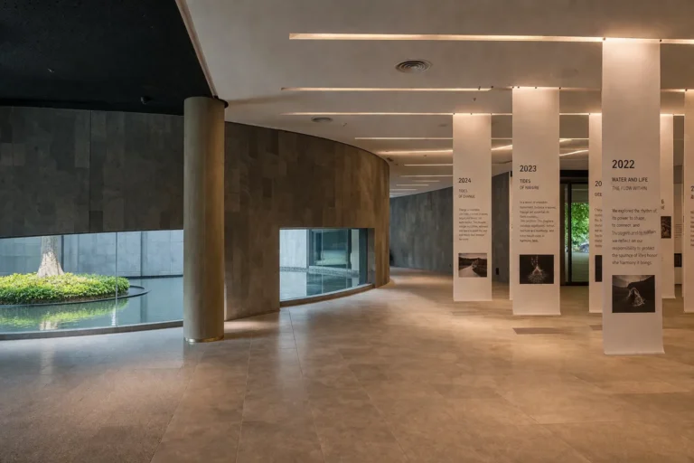 SAKA Museum at AYANA 2026 – Children exploring cultural exhibits and giant sculptures under the professional care of a babysitter.