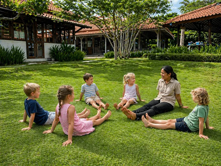 Anak Atelier in Bali 2026 – Nature‑rich Sanur campus, sensory motor skill development, outdoor nooks and tree house play, and villa‑based sensory play inspired by the program