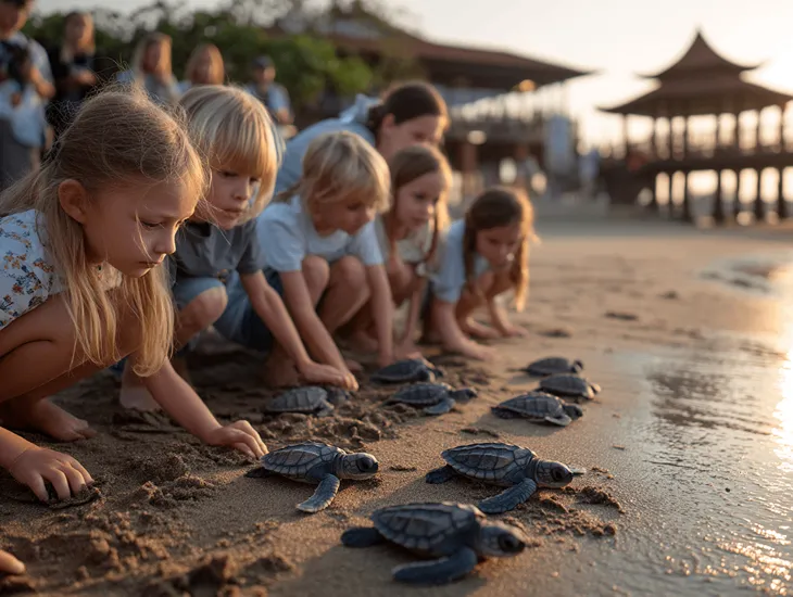 Sea Turtle Release in Bali 2026 – Unscheduled hatching events, same-day announcements, fast mobilization, queue management, and babysitter coordination