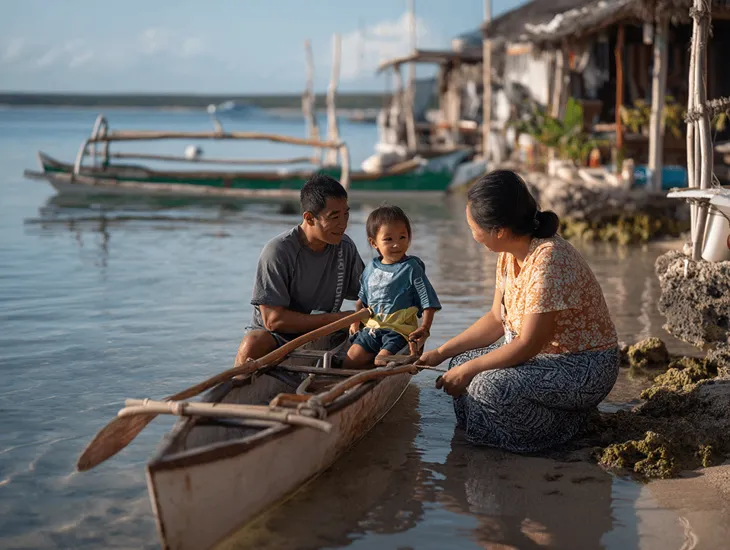 Pandawa Beach 2026 – Family safety gear, life jacket rental, and double canoe activities for parents and children in Bali