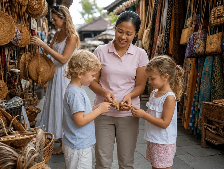 Ubud Art Market Safety 2026 – Professional babysitter supervision for children during shopping in Ubud