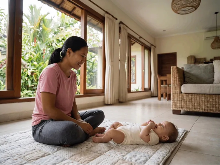 Baby Body Language 2026 – A careful childcare assistant observing early hunger cues before feeding