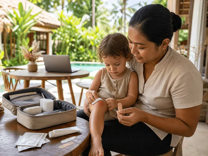 Home Medical Equipment in Bali 2026 – minor scrapes, tropical insect bites, and babysitters in Bali using first-aid kits to stop small wounds becoming infections