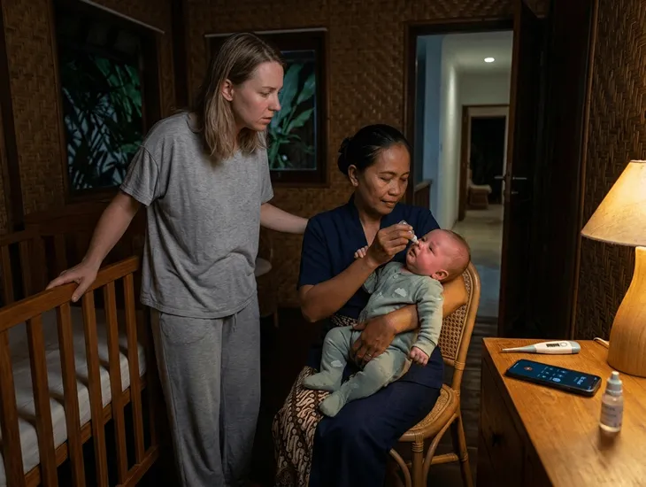 Baby Coughing at Night 2026 – midnight dry cough in a six‑month‑old, calm overnight babysitter support in Bali, quick pediatric consultation and crisis management