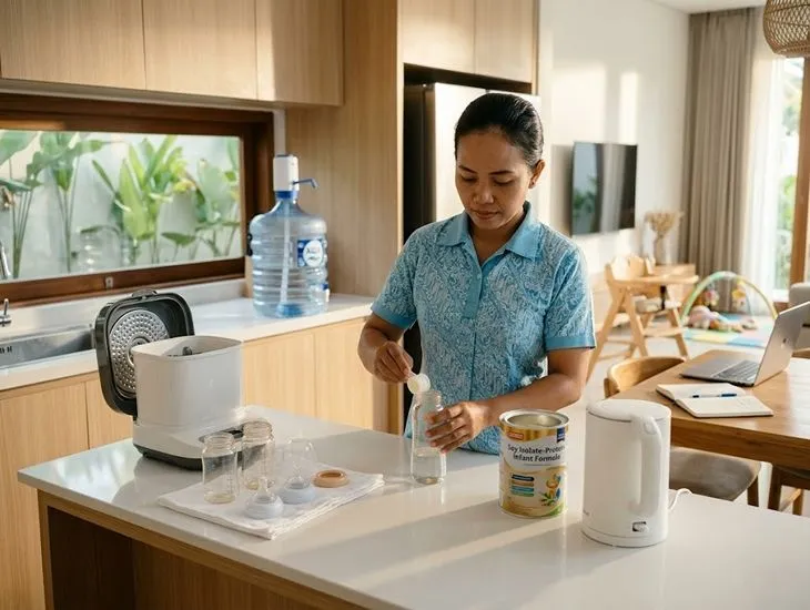 Caregiver in Bali 2026 – Professional formula preparation and strict water hygiene protocols