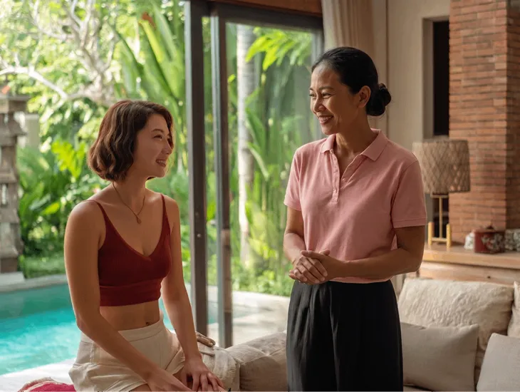 Short Courses for babysitter in Bali 2026 – Agency manager verifying the credentials of a caregiver