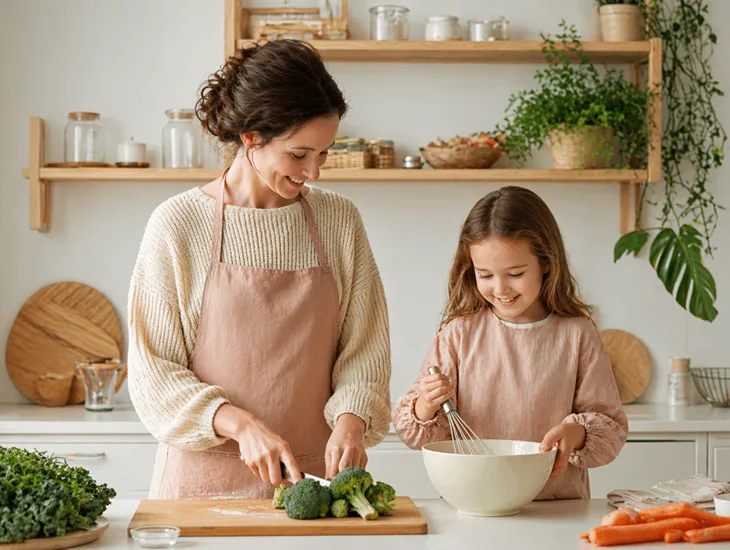 Healthy Eating in Indonesia 2026 – Fresh fruit plates, steamed vegetables, and balanced meal routines for children