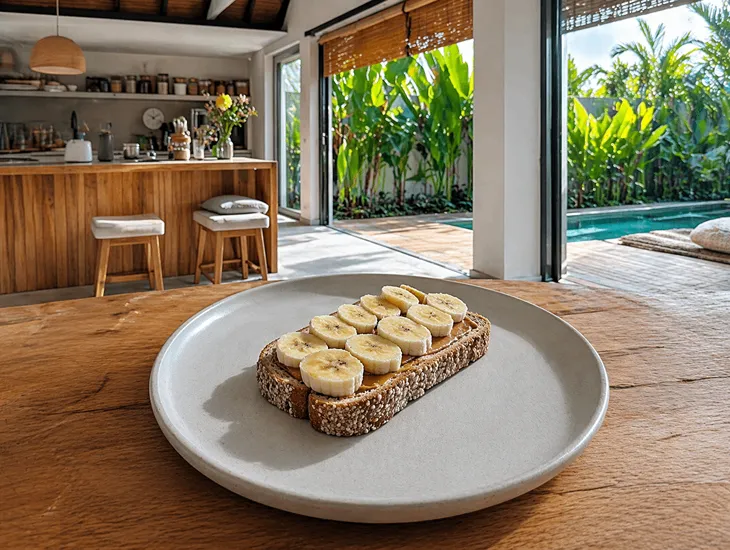 Easy Breakfast Ideas for Kids 2026 – whole grain banana toast, nut butter, and quick-prep mornings supported by professional caregivers in Bali