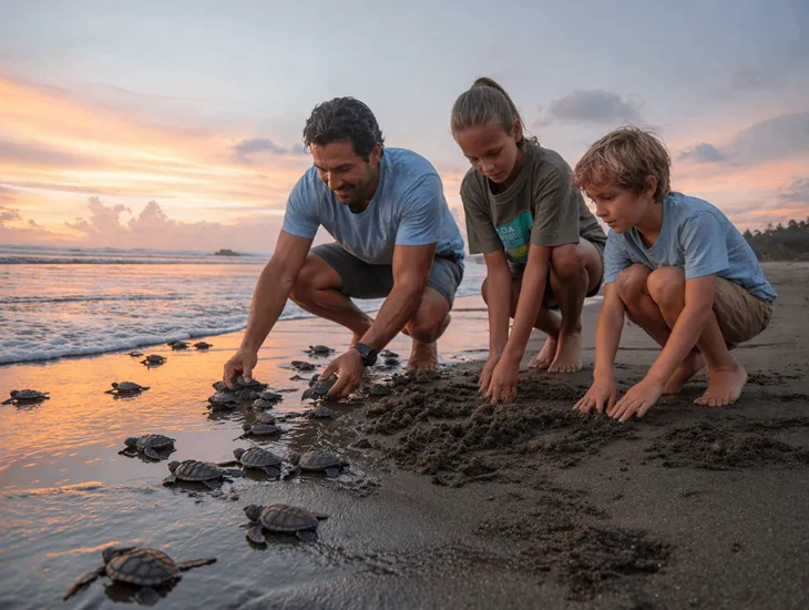 Volunteering with Kids in Bali 2026 – Babysitter guiding toddlers during safe community service