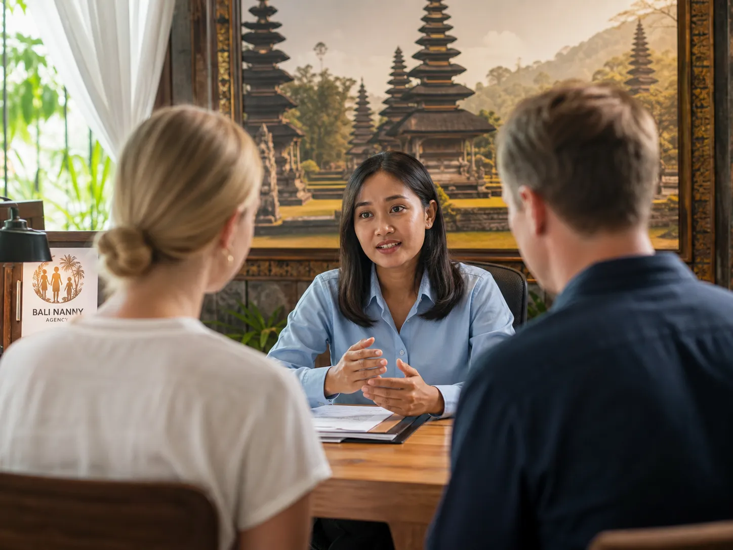 Babysitter Booking Deposits in Bali 2026 – Parents reviewing online invoice for childcare services