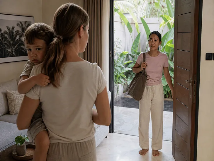 Always-Late Babysitter in Bali 2026 – Expat mother discussing schedule boundaries with local caregiver