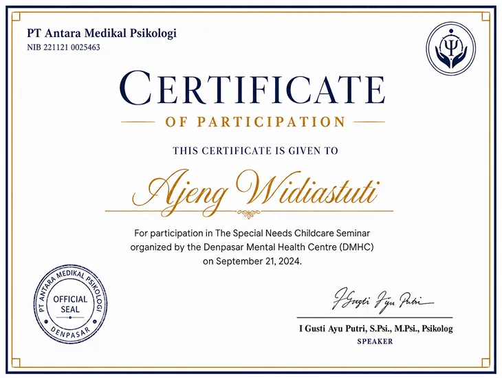Special Needs Babysitter Bali 2026, Verified medical training documents for childcare experts.