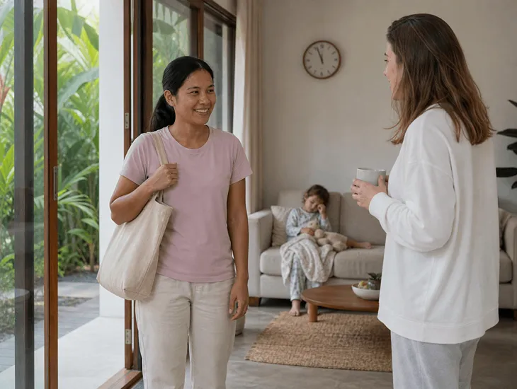 Childcare in Bali 2026. Vetted assistant providing emergency childcare during school breaks.
