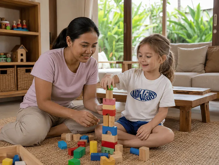 Finding Reliable Babysitters in Bali 2026 – Professional caregiver playing with expat children