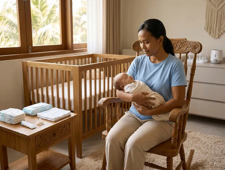Newborn Care Specialist in Bali 2026 – Parent reviewing references and medical certificates with a candidate