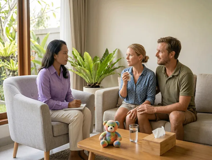 Child Therapy in Indonesia 2026 – Professional therapist in Bali consulting with expat parents