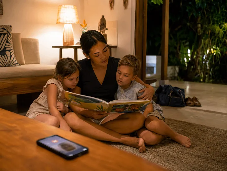 Go-To Sitter in Bali 2026 – Professional caregiver assisting children during an unexpected emergency at a private villa