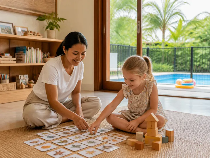 Bali Babysitter Activities 2026 – Educational games, pool safety supervision, and creative play for expat family children
