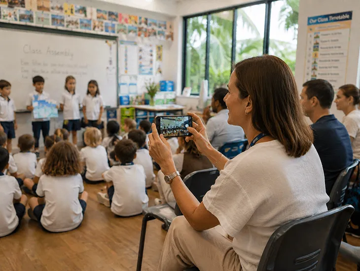 School Participation for Parents in Bali 2026 – Parent attending a classroom assembly to support their child