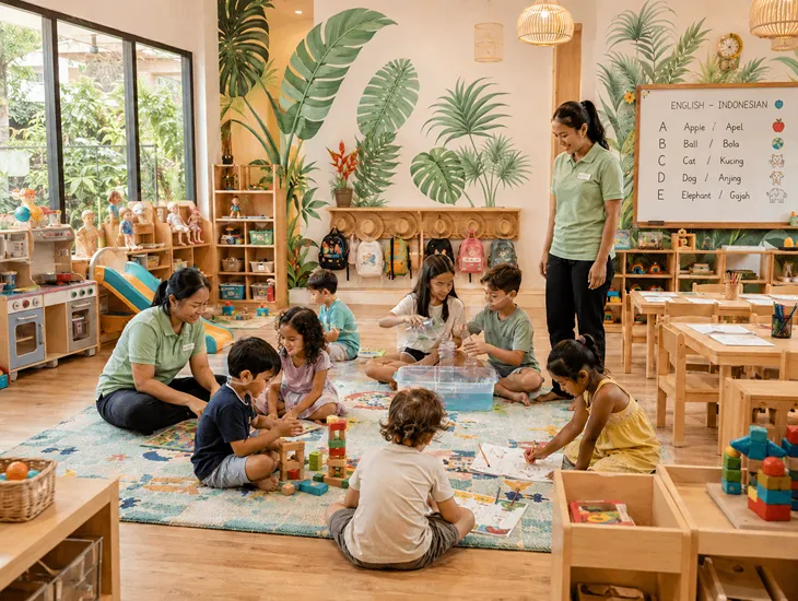 School Holiday Childcare in Bali 2026 – Indoor kids club with educational toys and group play