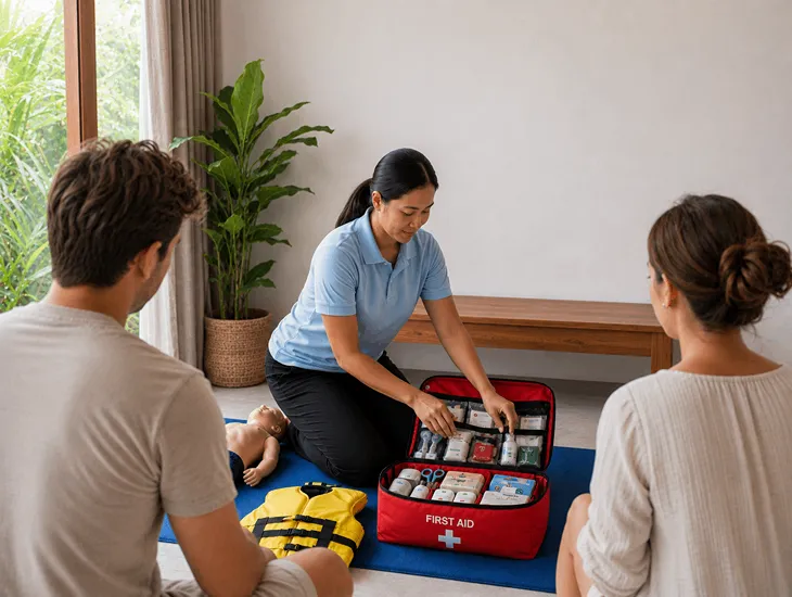 Backup Sitter Services in Bali 2026 – Certified expert demonstrating basic first aid safety protocols