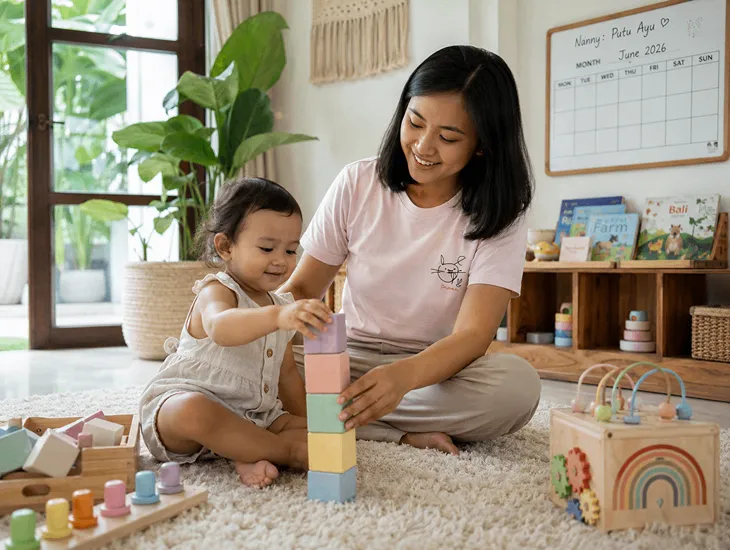 Hiring a Sitter in Bali 2026 – Experienced professional demonstrating safe indoor play